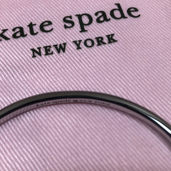 Kate Spade Rhinestone accent silver tone hinge bangle bracelet - Picture 4 of 9